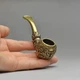 Винтажная металлическая курительная трубка для табака VINTAGE с изгибом, золотистая с серым (95950108) - изображение 4