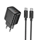 Адаптер мережевий HOCO CS24A Type-C to Type-C Cable Puerto single-port charger set USB Type-C 25W/3A Black - зображення 3