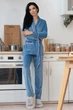 Женский брючный велюровый комплект Кбл1424 Голубой, 3XL - изображение 4