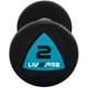 Гантели цельные профессиональные с полиуретановым покрытием LiveUp LP8002-2 2шт по 2кг черный-синий - изображение 2