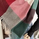 Кашемировый палантин шарф в клетку с бахромой PASHMINA бордово-зеленый - изображение 4