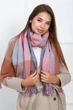 Кашемировый палантин шарф в клетку с бахромой PASHMINA лиловый - изображение 1