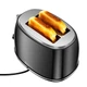 Тостер электрический Hoco HE50 Retro toaster из нержавеющей стали горизонтальный автоматический для хлеба на 2 тоста жарки размораживание подогрев |850W, 38mm слот, 6 режимов| Черный - изображение 2