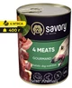 Вологий корм з індичкою ягням куркою та качкою Savory Сейворі консерва для собак 4 м'яса 400 г (4820232630396) - изображение 1