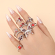 Набор колец Fashion Jewerly Красная королева бабочка сердце, регулируемые, серебристый цвет, 8 штук (SVS) - изображение 1