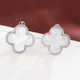 Серьги Fashion Jewelry белый клевер английский замок серебристый цвет (SVS) - изображение 3