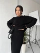 Женский теплый костюм с юбкой черного цвета 30417 One Size - изображение 2