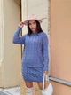 Женский вязаный костюм с юбкой синего цвета 30426 One Size - изображение 2