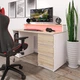 Стол компьютерный игровой Геймер с подсветкой Белый / Дуб Сонома 1400x750/900x600 мм ( арт. SKRZ1000-107 ) - изображение 2