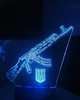 3d-светильник Автомат Калашникова АК (Гимн Украины), 3д-ночник, несколько подсветок (на батарейке), патріот - изображение 5