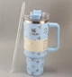 Термос термокружка Stanley Quencher H2.0 Tumbler из нержавеющей стали 1,18 л Sky Blue Monogram KT6007841 - изображение 2