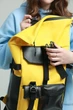 Рюкзак Rolltop желтый из экокожи - изображение 3