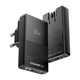 Ультратонкое зарядное устройство 65W с GaN, 2 порта USB-A и USB-C, быстрая зарядка, универсальные вилки, черное - изображение 3