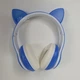 Наушники накладные Bluetooth с кошачьими ушками Cat, беспроводные с RGB подсветкой, встроенным микрофоном, поддержкой microSD, FM, USB, AUX Синие STN-28-DBlue - изображение 2