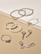 Набор серёжек Fashion Jewelry кольца бабочки 5 пар бижутерия серебристый цвет (SVS) - изображение 4