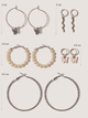 Набор серёжек Fashion Jewelry кольца бабочки 5 пар бижутерия серебристый цвет (SVS) - изображение 3