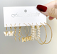 Набір сережок Fashion Jewelry метелика 5 пар біжутерія золотистий колір (SVS) - зображення 1