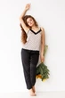 Атласна піжама в горох 0258/259 cappuccino/black dots Barwa S beige (6000002598806) - зображення 6