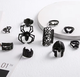 Набір кілець Fashion Jewelry в корейському стилі y2k готика біжутерія 10 штук, one size чорні (SVS) - зображення 3