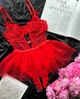 Комплект нижнего белья с открытым доступом и юбкой SM2264пі Simply Sexy красный S - изображение 1