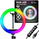 Кольцевая лампа 33 см для фото и видео съемки Ring Light LED Лампа блоггера с держателем RGB лампа для Tik-Tok 15 режимов - изображение 6