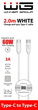 Kabel Winner Group USB Type-C - USB Type-C 3 A 2 m White (8591194114366) - obraz 2