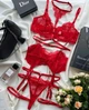 Комплект жіночої білизни із прозорого мережива SM2120/2уц Simply Sexy Червоний M - зображення 1