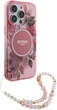Etui Guess Hardcase IML Flowers With Pearl Strap MagSafe do Apple iPhone 16 Pro Max Pink (GUHMP16XHFWBRCESP) - obraz 3