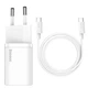 Мережевий зарядний пристрій Комплект Baseus Super Si Quick Charger 1C QC3.0+PD3.0 25W Type-C 3A + кабель Baseus Type-C to Type-C 3A 1м Білий - изображение 1