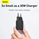 Мережевий зарядний пристрій Baseus 30W Super Si Quick Charger 1C PD3.0 30W Type-C 3A Чорний - зображення 8