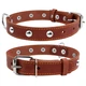 Кожаный одинарный ошейник CoLLaR с украшениями Ш 20 мм Д 32-40 см Brown (01356) - изображение 2