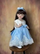Большая виниловая кукла-ПУПС ручной работы в голубом платье Reborn Baby Doll с настоящими волосами и глазами - изображение 1