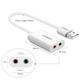 Звуковая карта Ugreen US205 USB AUX jack TRRS Mic + Ear ALC4042 15cm White (30143) - изображение 4