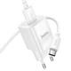 Зарядний пристрій із швидкою зарядкою QC3.0 та кабелем USB to Type-C HOCO C145A |1USB| Білий - зображення 1