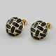 Сережки гвоздики Vintage 49009 розмір 17х11 мм чорна емаль вага 5.9 г сталь позолота 14К - зображення 1