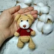 Брелок Мишка игрушка вязаная ручной работы Hand Made амигуруми 8,5х4,5 см Светло-коричневый 202-30-3 - изображение 2
