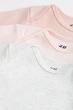 Боди (5шт) H&M 98см белый, розовый, серый 601588184 - изображение 2