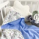 Махровий рушник з куточком для хлопчика 70х70 см Oh My Kids "Зайчики" блакитний - зображення 1