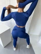 Спортивный женский костюм Soft NAKED (рашгард, леггинсы) с сеточкой для фитнеса и йоги Дышащий XS-S Синий (4944_4943S) - изображение 2