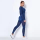 Спортивный женский костюм Soft NAKED (рашгард, леггинсы) с сеточкой для фитнеса и йоги Дышащий XS-S Синий (4944_4943S) - изображение 12