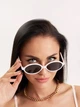 Солнцезащитные очки No Brand округлые Oculos черные с белым - изображение 3
