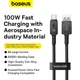 USB-кабель на Type-C з підсвічуванням Baseus Unbreakable Aramid Series Fast Charging (1м, 100W, 6A). Black - зображення 6
