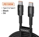 Кабель для заряджання телефону Toocki Type-C + Type-C 100W 5A PD Fast Charge Швидка зарядка та передача даних до 480Mb/s 3м - зображення 2