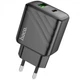 Сітчасте зарядне пристрій Hoco CS23A 1USB/18W/QC3.0 + 1Type-C/30W/PD Чорний - зображення 1