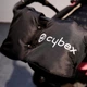 Муфта перчатки раздельные черного цвета, с вышивкой CYBEX, на коляску или санки, на черном флисе - изображение 1