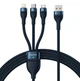 Кабель Baseus CASS040003 Flash Series 2 One-for-three Fast Charging USB Micro/Lightning/Type-C 66W 1.2м blue - изображение 1