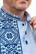 Чоловіча лляна сорочка-вишиванка з темно-синьою вишивкою (3XL)120 блакитна (19019876120) - зображення 4