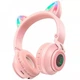 Навушники бездротові з мікрофоном Bluetooth Borofone BO18 Cat ear LED RGB підсвітка котячі вушка Pink - изображение 1