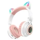 Навушники бездротові з мікрофоном Bluetooth Borofone BO18 Cat ear LED RGB підсвітка котячі вушка White - изображение 1