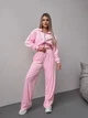 Жіночий велюровий костюм (кофта+штани+топ) Uaclothes 42-44 Рожевий (like36626-170521349) - зображення 4